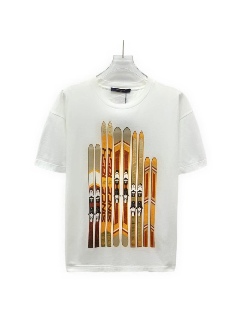 Louis Vuitton 2025 Ski Collection White Snowboard Print Cotton T-Shirt